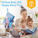 Baby Cloth Books Soft Baby Book 0-6 Months Crinkle Books with Glacier Tails Touch and Feel Sensory Toys for Infant Tummy Time for 3 Months+