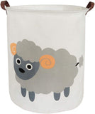 Storage Baskets,Canvas Fabric Laundry Hamper-Collapsible Storage Bin with Handles,Toy Organizer Bin for Kid'S Room,Office,Nursery Hamper, Home Decor(Grey Sheep)