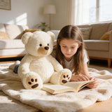 Teddy Bear Stuffed Animals, 20 Inch Cute Bear Plush Toy with Footprints, Plushies Gift for Kids Baby Toddlers on Baby Shower, Birthday, Christmas, Easter Decorations, Beige