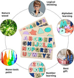 Wooden Puzzles for Toddlers,  Wooden Alphabet Number Shape Puzzle Toddler Education Learning Toys for Kids Ages 3 4 5 Years Old (Set of 3)