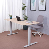 Elite Pro Series 60" X 27" Electric Height Adjustable Stand up Desk, Sit Stand Home Office Desk, Computer Desk - Curved Oak