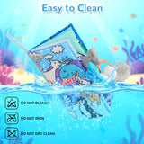 Baby Cloth Books Soft Baby Book 0-6 Months Crinkle Books with Glacier Tails Touch and Feel Sensory Toys for Infant Tummy Time for 3 Months+