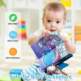 Baby Cloth Books Soft Baby Book 0-6 Months Crinkle Books with Glacier Tails Touch and Feel Sensory Toys for Infant Tummy Time for 3 Months+