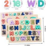 Wooden Puzzles for Toddlers,  Wooden Alphabet Number Shape Puzzle Toddler Education Learning Toys for Kids Ages 3 4 5 Years Old (Set of 3)