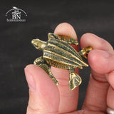 Solid Brass Sea Turtle Figurine Miniature Tea Pet Craft Desktop Small Ornament Animal Home Decoration Accessories Children Gifts