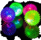 Light up Rubber Spike Balls (Pack of 4 with Flashing Lights) | Great Fidget Toy for Kids | Bulk Bouncing Sensory Balls | plus 1 Bouncy Ball. #695-4P