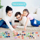 Wooden Puzzles for Toddlers,  Wooden Alphabet Number Shape Puzzle Toddler Education Learning Toys for Kids Ages 3 4 5 Years Old (Set of 3)
