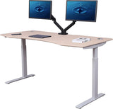 Elite Pro Series 60" X 27" Electric Height Adjustable Stand up Desk, Sit Stand Home Office Desk, Computer Desk - Curved Oak