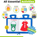 Busy Book for Toddlers 1–3, Quiet Travel Activity Book for Airplane and Car Rides, My Quiet Book Montessori Toy for 1 Year Old, No Noise Busy Board, Gift for Boys and Girls