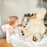Teddy Bear Stuffed Animals, 20 Inch Cute Bear Plush Toy with Footprints, Plushies Gift for Kids Baby Toddlers on Baby Shower, Birthday, Christmas, Easter Decorations, Beige