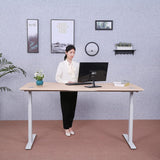 Elite Pro Series 60" X 27" Electric Height Adjustable Stand up Desk, Sit Stand Home Office Desk, Computer Desk - Curved Oak