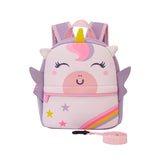 Preschool Toddler Backpack with Leash, 3D Cute Cartoon Neoprene Animal Schoolbag for Kids Boys Girls(Baby Unicorn)