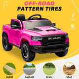 RAM 1500 Ride on Car Toy for Kids, 12V Powered Ride on Truck Toy with Remote Control, 4 Wheel Suspension, Safety Belt, Music, Bluetooth, LED Lights, Electric Cars for 3-5 Yrs Boy Girl, Pink