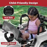 Jumbo 12V Kids Electric Ride on Car with Parent Remote, Seat Harness, 65 Lb Capacity - White