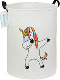 Laundry Basket Canvas Fabric Collapsible Organizer Basket for Storage Bin Toy Bins Gift Baskets Bedroom Clothes Children Nursery Hamper((Danceing Unicorn)