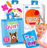 Quiet Book – Large Fabric Activity Book, Montessori Learning Toy, 10 Engaging Pages for Quiet Play, Perfect for at Home Learning, Airplane Activities and Road Trips.