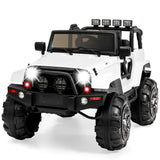 Jumbo 12V Kids Electric Ride on Car with Parent Remote, Seat Harness, 65 Lb Capacity - White