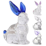 Crystal Glass Rabbit Statue Spring Festival Mascot Easter Bunny Animal Figurines Ornaments for Home Living Room Office Table