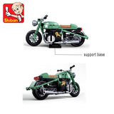 Green Motorcycle Puzzle Block Set, Suitable as a Gift or Desktop Decoration.