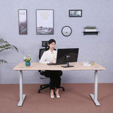 Elite Pro Series 60" X 27" Electric Height Adjustable Stand up Desk, Sit Stand Home Office Desk, Computer Desk - Curved Oak