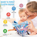 Baby Cloth Books Soft Baby Book 0-6 Months Crinkle Books with Glacier Tails Touch and Feel Sensory Toys for Infant Tummy Time for 3 Months+