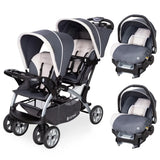 Double Stroller & 2 Ally 35 Infant Car Seat Combo Set, Magnolia