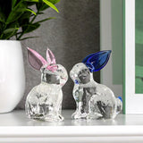 Crystal Glass Rabbit Statue Spring Festival Mascot Easter Bunny Animal Figurines Ornaments for Home Living Room Office Table