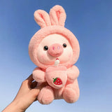 25Cm Kawaii Bubble Tea Pig Plush Toys Soft Stuffed Animal Milk Tea Pig Bunny Frog Cute Plushies Doll Toys for Kids Birthday Gift