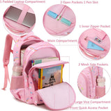 Girls School Backpack 3Pcs Set Girls Backpack with Lunch Box Lightweight Kids Bookbag Water Resistant Casual Daypack