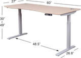 Elite Pro Series 60" X 27" Electric Height Adjustable Stand up Desk, Sit Stand Home Office Desk, Computer Desk - Curved Oak
