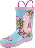 Rain Boots for Kids,Printed All Weather Boots,100% Rubber Boots with Handles,Toddler Size 7 to Kids Size 3