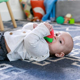 Lil' Nibbles Vibrating Apple Baby Teether, Sensory Exploration and Teething Relief with Soothing Vibrations and Textures