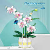 Building Blocks Orchid Flowers Bouquet Flower Blocks Bonsai Plant Model Bricks Romantic DIY Home Decoration Toy for Kids Gift