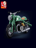 Green Motorcycle Puzzle Block Set, Suitable as a Gift or Desktop Decoration.