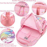 Girls School Backpack 3Pcs Set Girls Backpack with Lunch Box Lightweight Kids Bookbag Water Resistant Casual Daypack