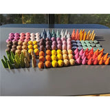 Children Rainbow Wood Blocks Loose Parts Toy Mushrooms Montessori Wooden Droplets Jigsaw