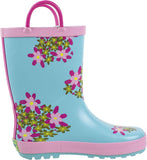 Rain Boots for Kids,Printed All Weather Boots,100% Rubber Boots with Handles,Toddler Size 7 to Kids Size 3