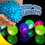 Light up Rubber Spike Balls (Pack of 4 with Flashing Lights) | Great Fidget Toy for Kids | Bulk Bouncing Sensory Balls | plus 1 Bouncy Ball. #695-4P