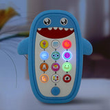 Baby Shark Cell Phone Toy Removable Teether Case, Light, Music Adjustable Volume Kid Play Learn Fake Phone Infant Toddler, Preschool Holiday Birthday Present Gift for Girl Boy 12 Months (Blue)