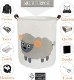 Storage Baskets,Canvas Fabric Laundry Hamper-Collapsible Storage Bin with Handles,Toy Organizer Bin for Kid'S Room,Office,Nursery Hamper, Home Decor(Grey Sheep)