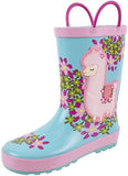 Rain Boots for Kids,Printed All Weather Boots,100% Rubber Boots with Handles,Toddler Size 7 to Kids Size 3