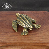 Solid Brass Sea Turtle Figurine Miniature Tea Pet Craft Desktop Small Ornament Animal Home Decoration Accessories Children Gifts