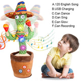 Dancing Talking Cactus Singing Talking Recording Mimic Repeating What You Say Toy Electronic Light up Plush Give for Kids Gifts