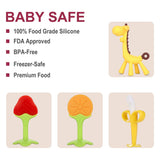 Teething Toys (4 Pack)- Baby Teething Toys Set/Baby Teether Chew Toys/Natural Organic Freezer Safe for Infants and Toddlers/Bpa-Free Teether Set for Boys & Girls (Orange)