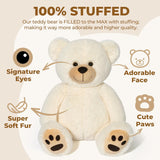 Teddy Bear Stuffed Animals, 20 Inch Cute Bear Plush Toy with Footprints, Plushies Gift for Kids Baby Toddlers on Baby Shower, Birthday, Christmas, Easter Decorations, Beige