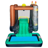 Jurassic World Dinosaur Bounce House with Slide, Ball Pit & Pool – Indoor/Outdoor Inflatable Castle with GFCI Air Blower for Kids Ages 3–8