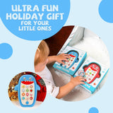 Baby Shark Cell Phone Toy Removable Teether Case, Light, Music Adjustable Volume Kid Play Learn Fake Phone Infant Toddler, Preschool Holiday Birthday Present Gift for Girl Boy 12 Months (Blue)