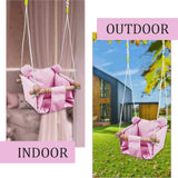 Baby Canvas Hanging Swing Seat Toddler Secure Indoor & Outdoor Baby Hammock Toy Pink