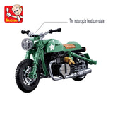 Green Motorcycle Puzzle Block Set, Suitable as a Gift or Desktop Decoration.