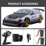 EBORUI RC Car 1:10 4WD AE86 RC Sport Racing Drift Car 70Km/H High Speed Remote Control Car + Extra Drift Tires Drift Car RTR